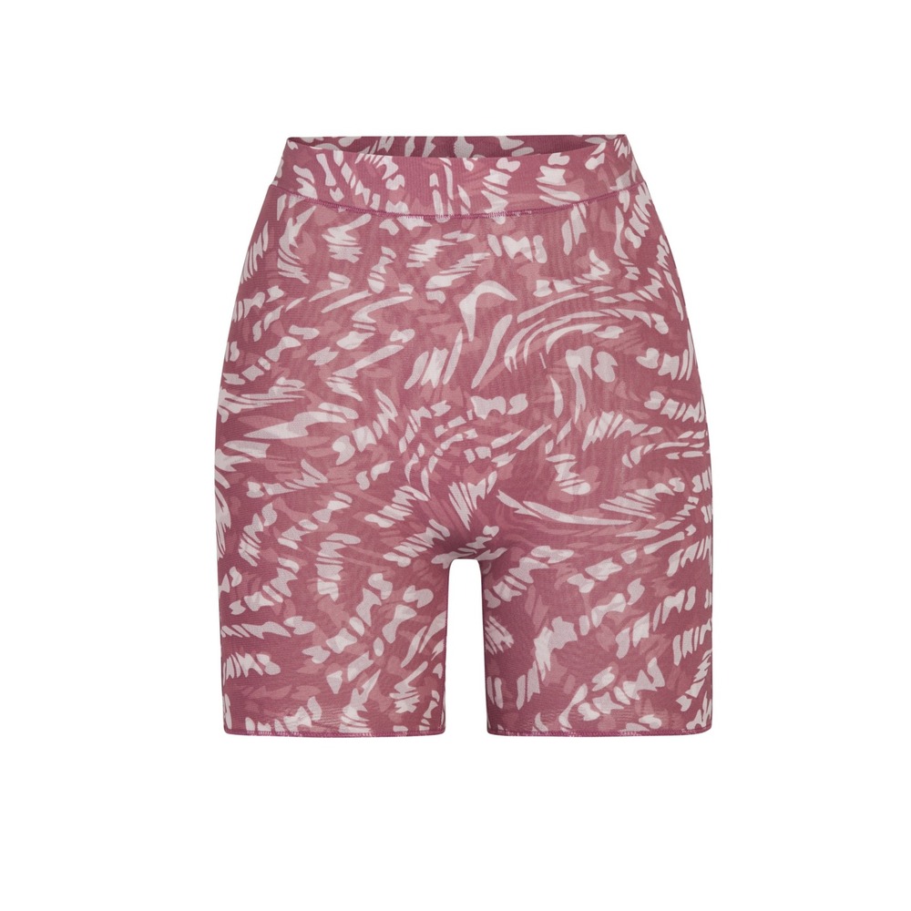 SKIMS Summer Mesh Mid Thigh Shorts in the Raspberry Swirl Size Small